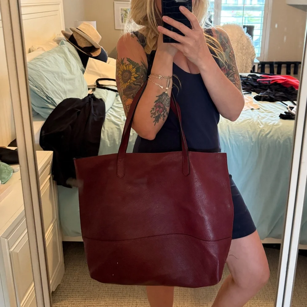 Overbrooke | Burgundy Large Vegan Leather Tote Shoulder Bag